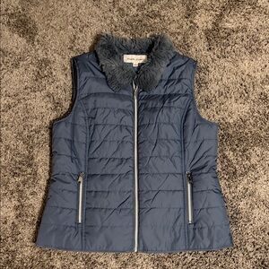 Black RiverBlue Quilted Vest with Faux Fur Trim